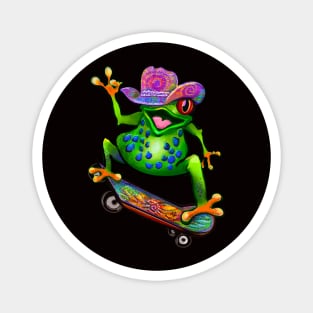 Frog Peace sign tie dye 2 Kawaii Froggy Skateboarding Cute Frog Texas cowboy hat Funny toad toads amphibian tadpole Green Red eyed tree frogs rain forest Lizard dragon zoology gift frog Magnet